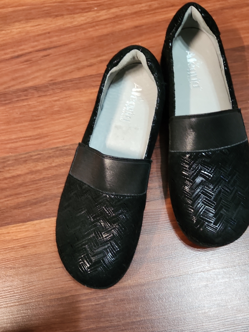 Alegria Black Woven Slip-On Flats